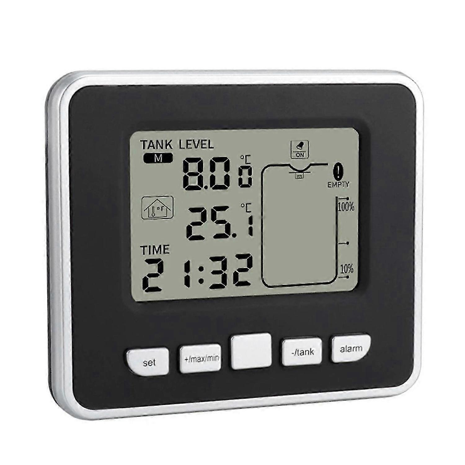 Ultrasonic Wireless Water Tank Liquid Level Meter with Temperature Sensor Level Monitor Time Display