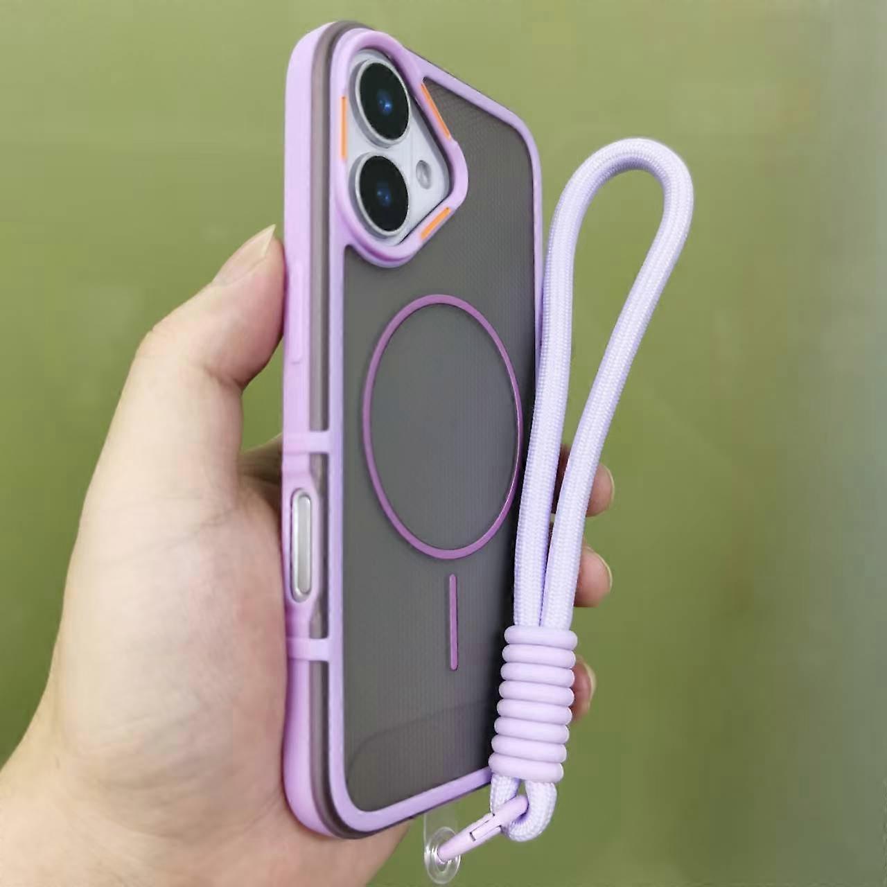 Luxury With Lanyard Magsafe Matte Translucent Case For iPhone 16e 16 12 13 14 11 15 Pro Max Plus Magnetic Wireless charge Cover