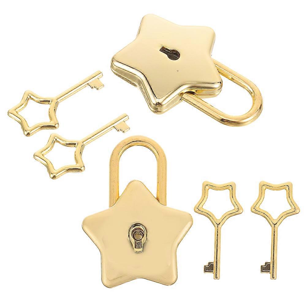DIY Star Shape Padlock Mini Lock for Diary Protection with 4Sets Golden