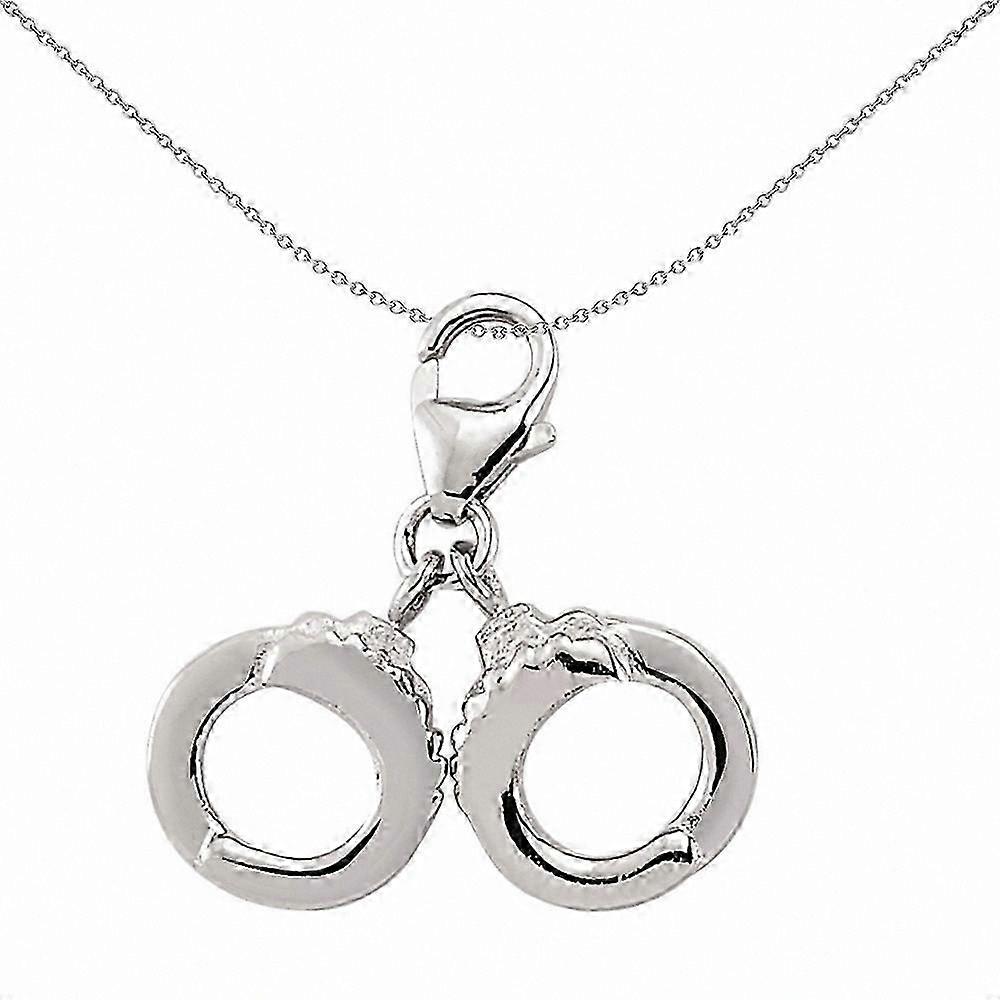 Sterling Silver Unisex Handcuff Lobster Clasp Charm Link