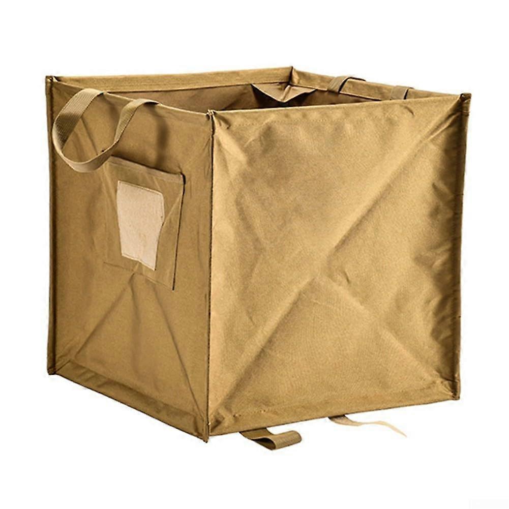 Large Capacity Portable Trash Can Storage Bag with Hooks for Outdoor Use, Yellow, Size L, Folding Design
