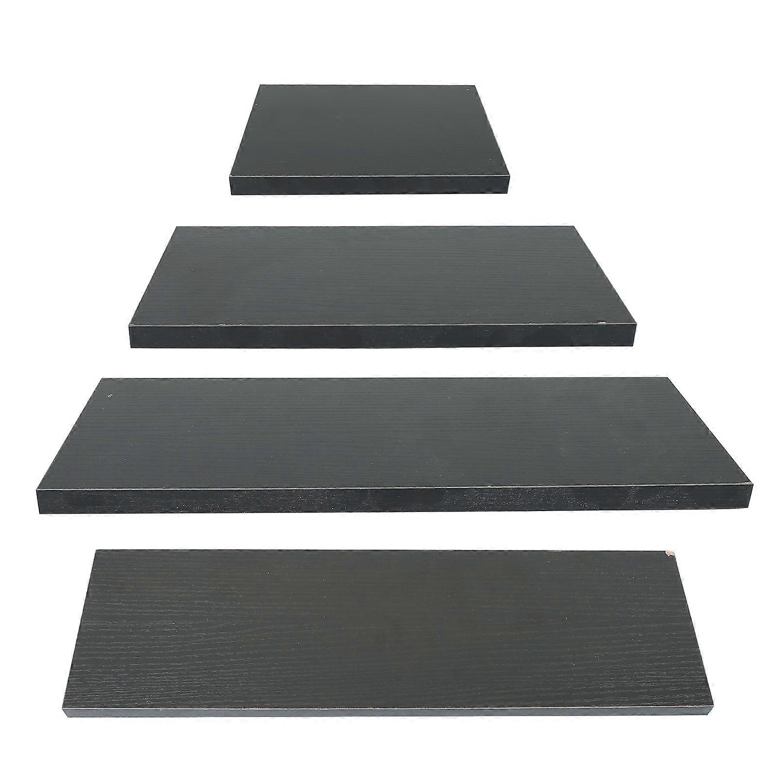 Black Floating Racks 4Pcs Organizing Shelves For Bathroom Kitchen 20X15.00cm Display Small Decorations One-line Appearance Design