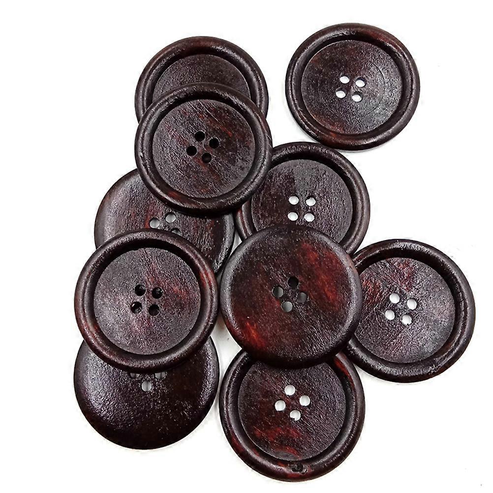 Coffee Wood Buttons Wooden Buttons for Sewing 90Pcs Round Pattern
