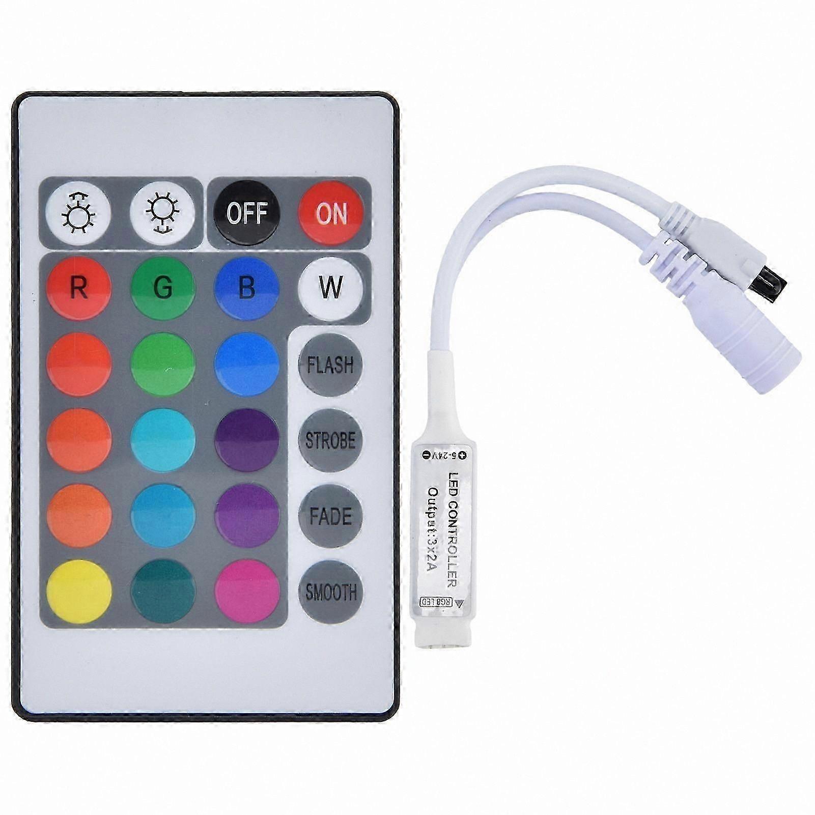 Wireless 24-Key IR Remote Controller for Monochromatic LED Strip Lights with Colorful Display Functionality