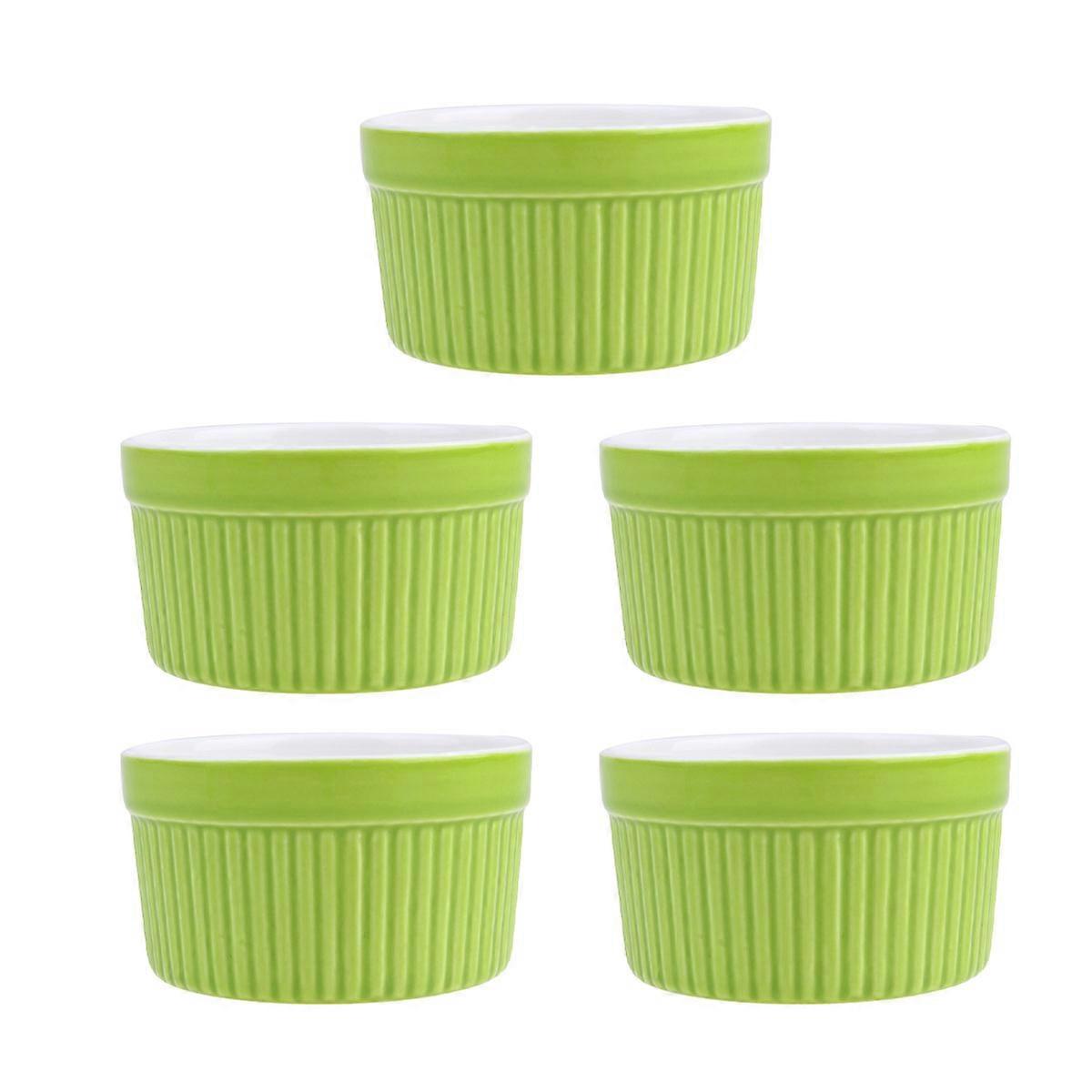 High Temperature Resistant Ceramic Baking Bowl Green 5Pcs Set for Kitchen