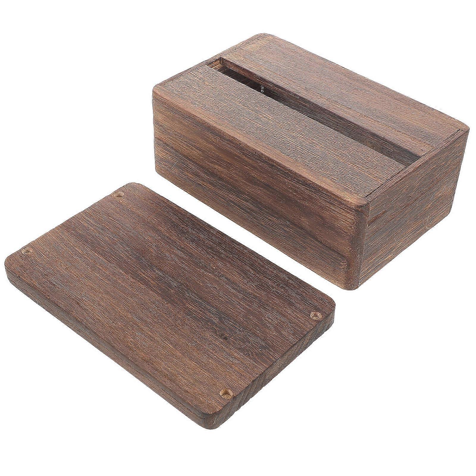 Dark Brown Wooden Tissue Box Holder for Home Practical Storage