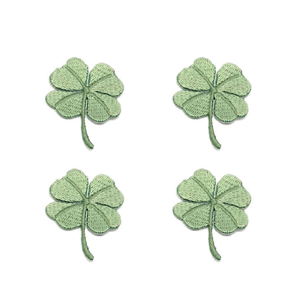 Green Embroidery Cloth Paste Four Leaf Patch for Clothes Use 12Pcs