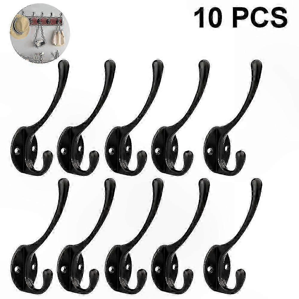 10-Pack Vintage Wall Hooks, Durable Double Rack for Coats and Bags