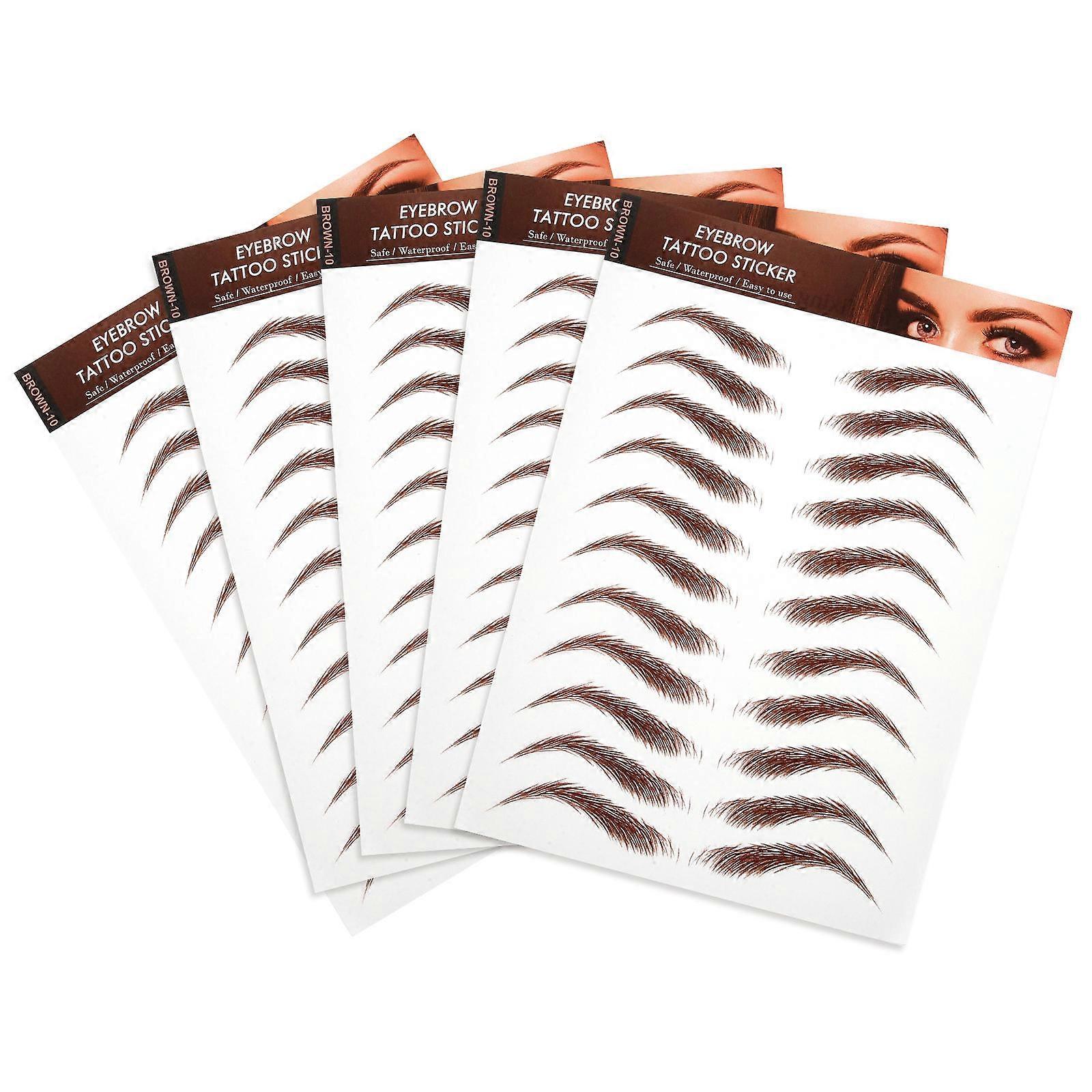 Eyebrow Shaping Stickers Simulation Eyebrows Sticker for Makeup Waterproof 5 Sheets
