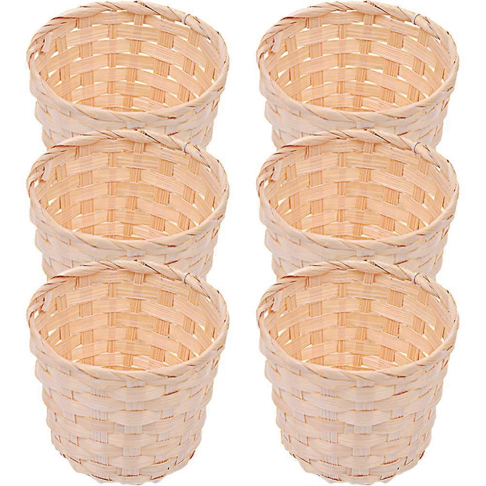 6Pcs Mini Bamboo Basket for Storage Woven Small Decorative Basket