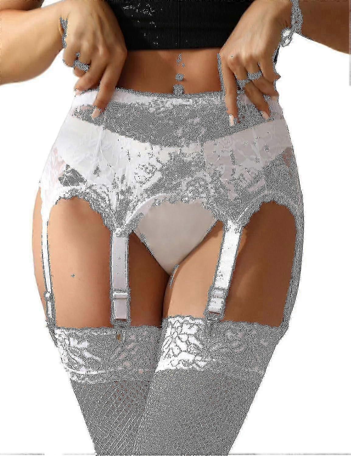 Strømpebånd til kvinder Plus Size blondebånd og 6 metalclips Justerbart undertøj Strømpebånd U