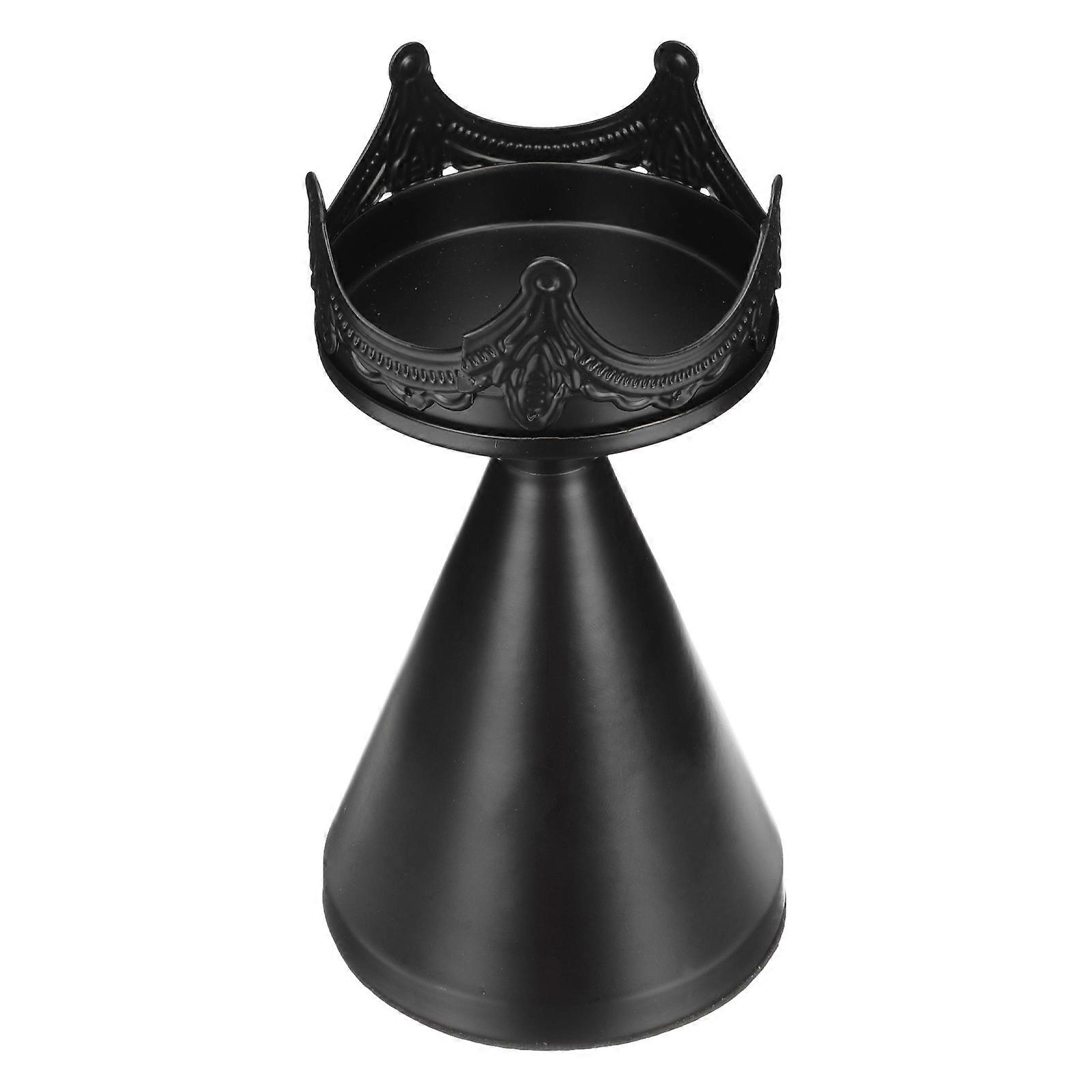 Tabletop Candleholders Black Crown Candlestick for Romantic Decor 4Pcs