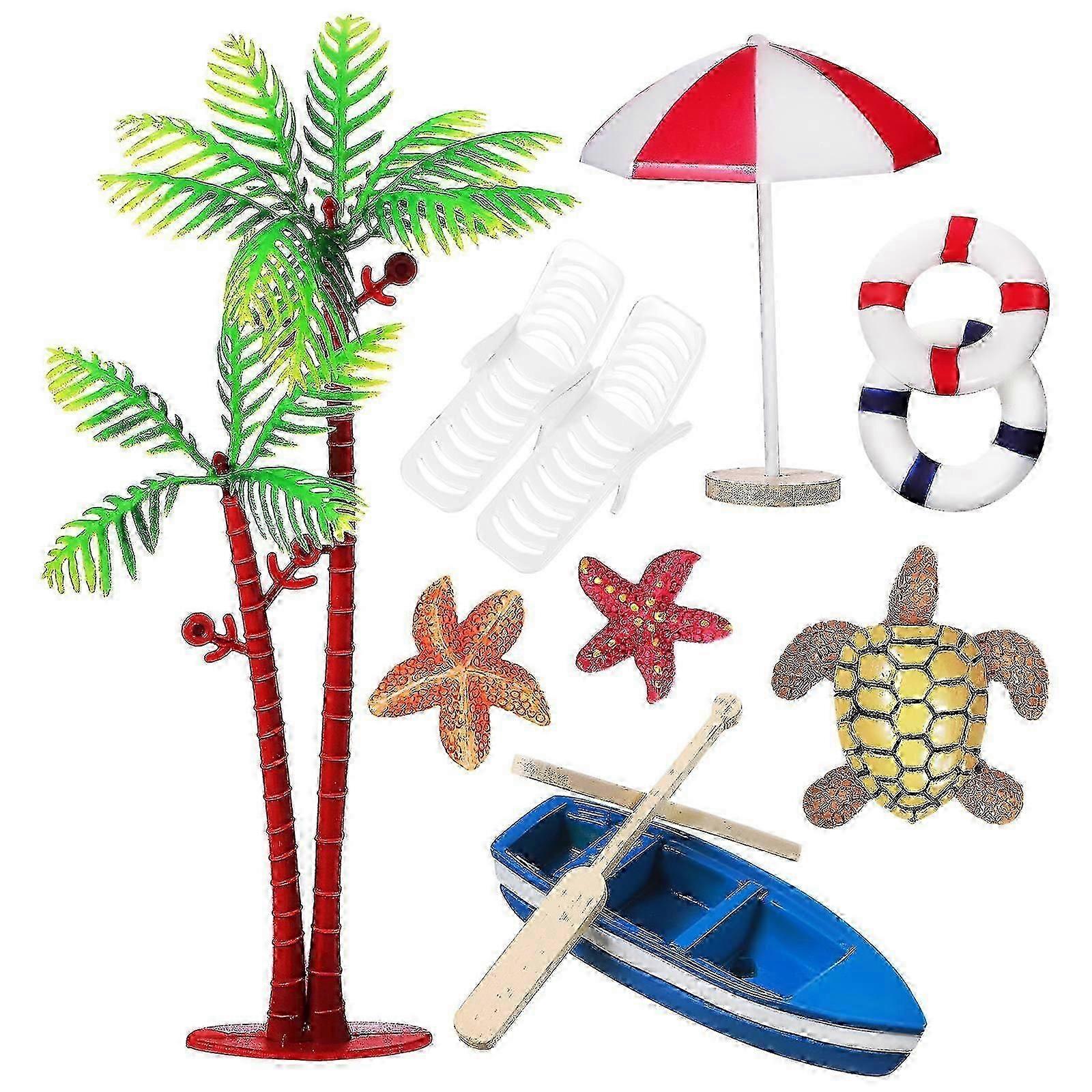 Cake Decoration Party Accessory Beach Theme Realistic Shape Assorted Plastic 10Pcs