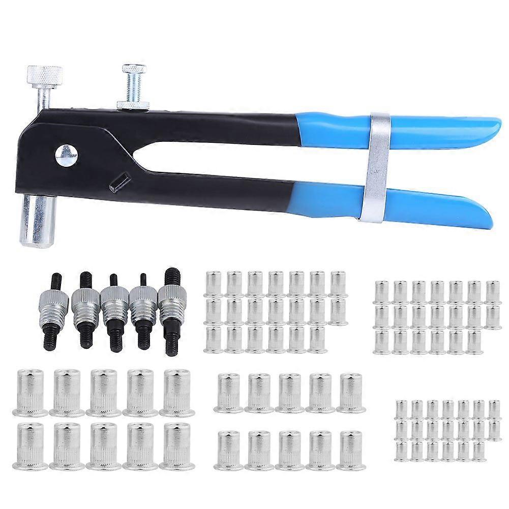 Rivet Gun Tool Kit 86Piece Flat Head Rivet Nuts M3M8, Mandrels And Nosepieces For Convenient Riveting