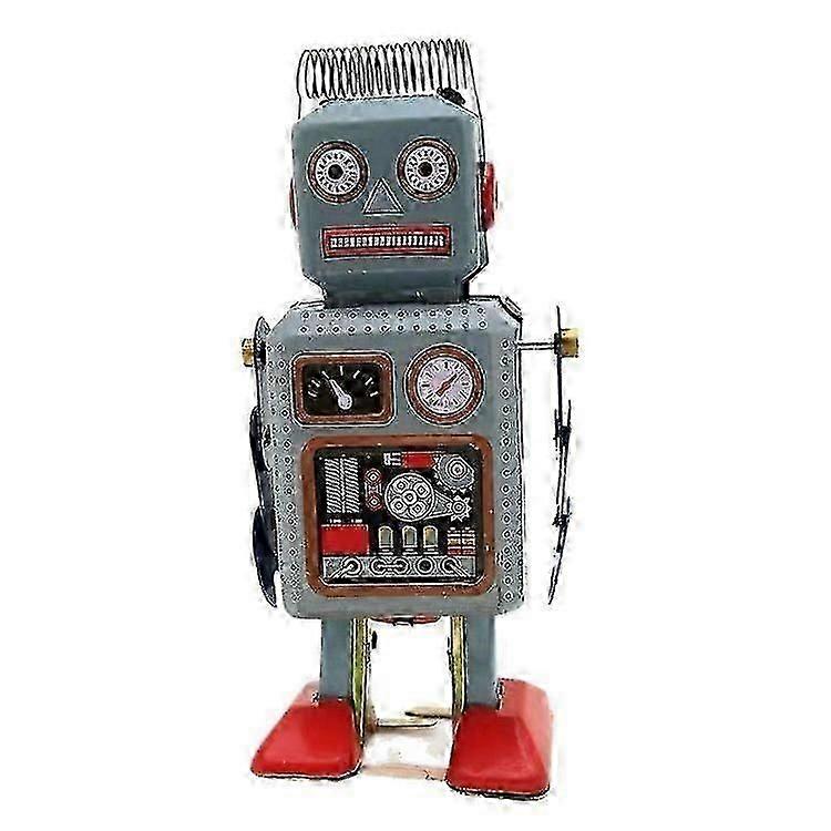 Drumming Robot Wind Up Walking Robot Iron Metal Toy Figures Clockwork Walking Toy Retro Style Fun Play