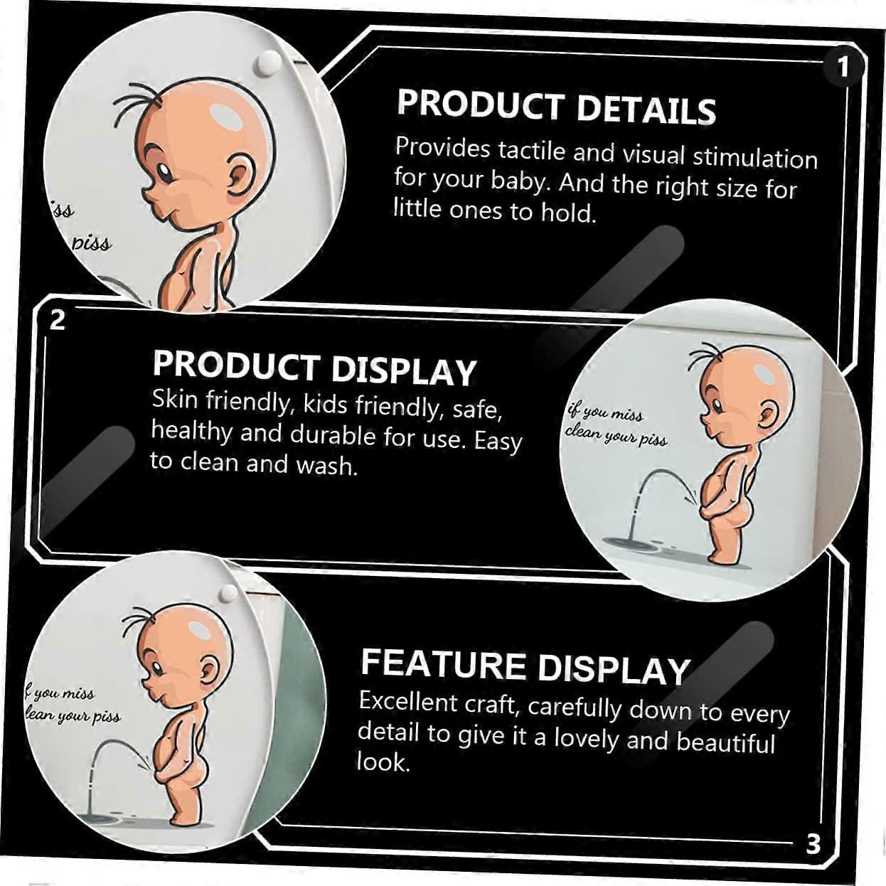 Peeing Boy Decorative Wall Stickers Removable PVC Decals 2Piece Set For Toilet And Nursery Cartoon Design Easy To Apply