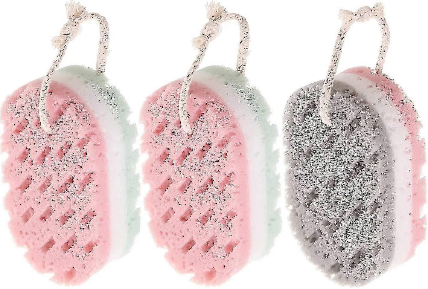 3 Pack Bath Sponge Exfoliating Body Shower Sponge Soft Bath Scrubber For Acsergery Men