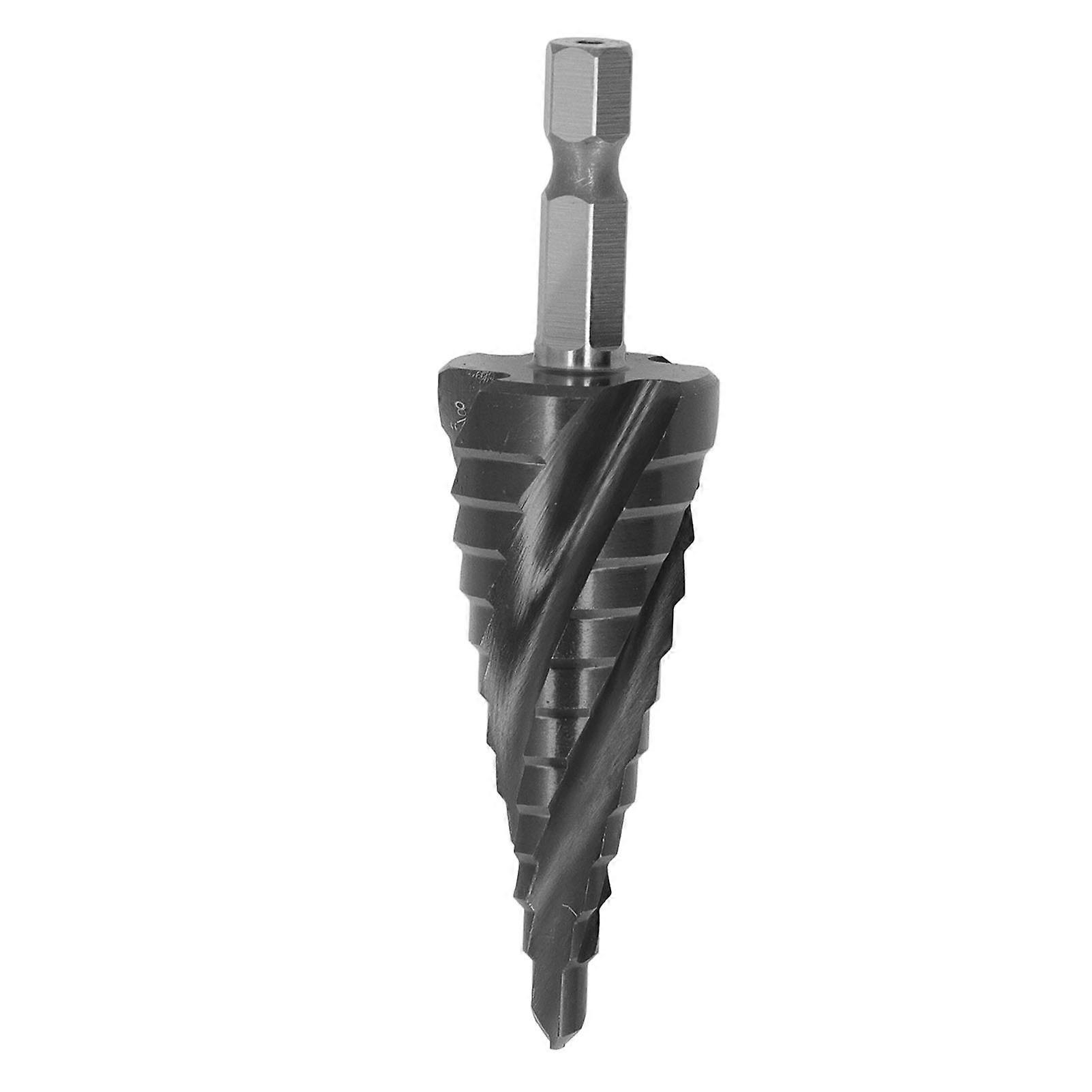 Step Drill Bit 4 Flute 1/4in Hex Shank 12 Step 3/16‑7/8in Spiral Drill Bit for Woodworking