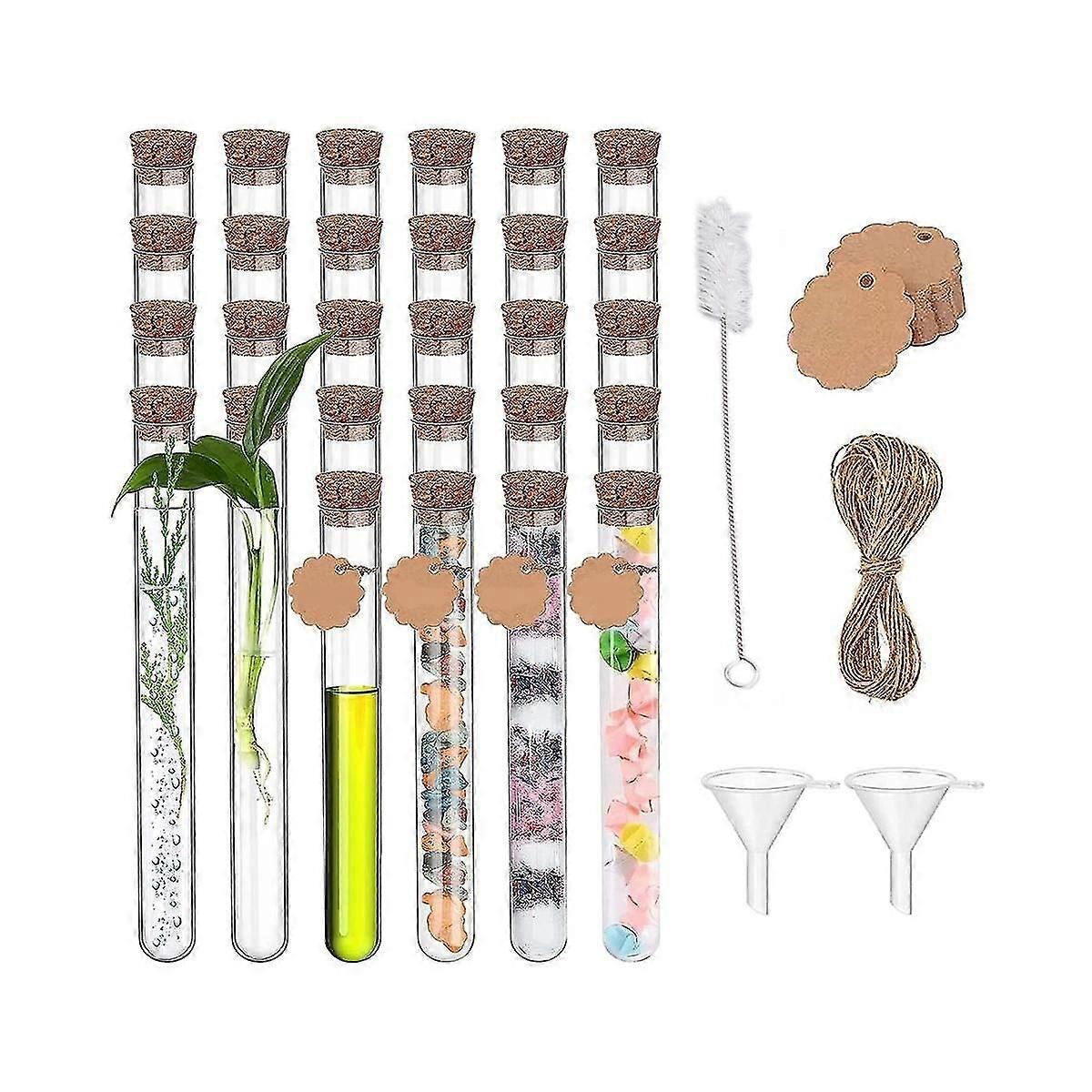 Test Tube With Cork 30pcs Test Tubes For Flowers Plastic 20ml Test Tubes With Kraft Paper Attachmen