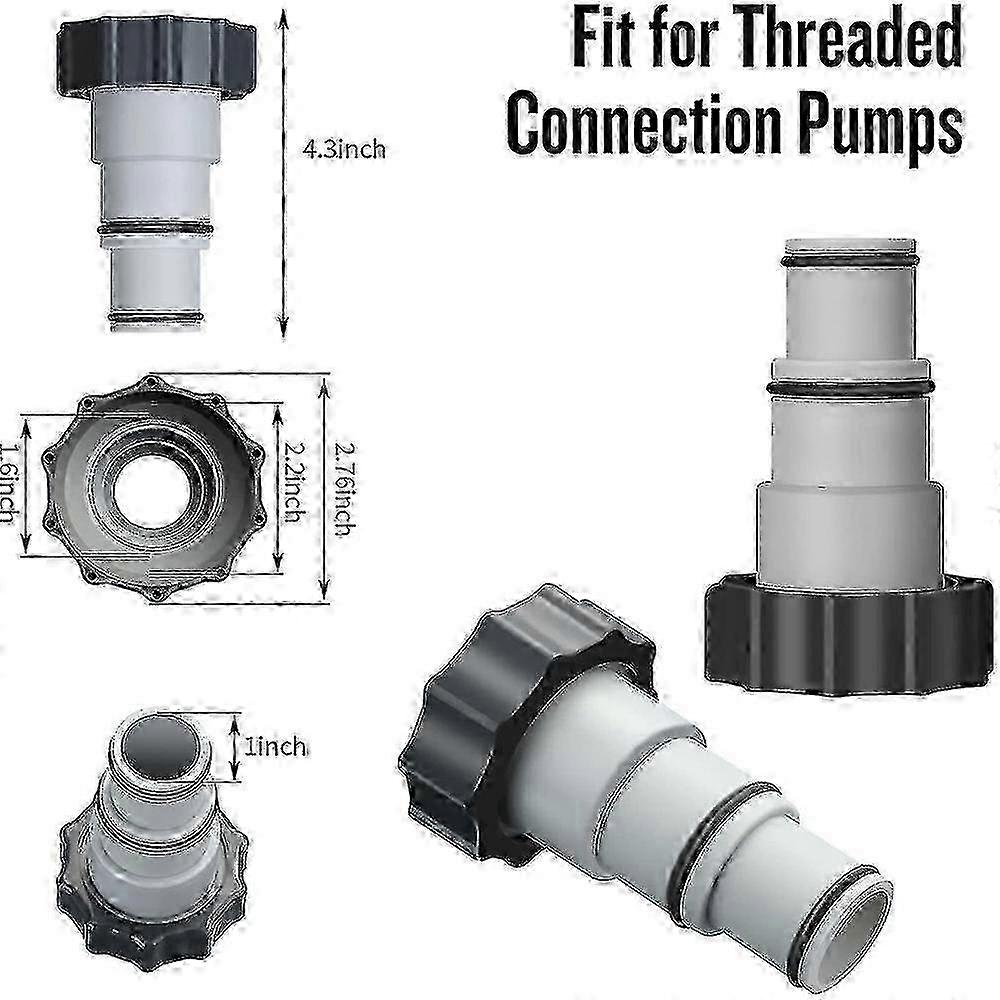 1/2pcs Threaded Pumps Interchange Fitting 1.5 To 1.25" Hose Adapter
