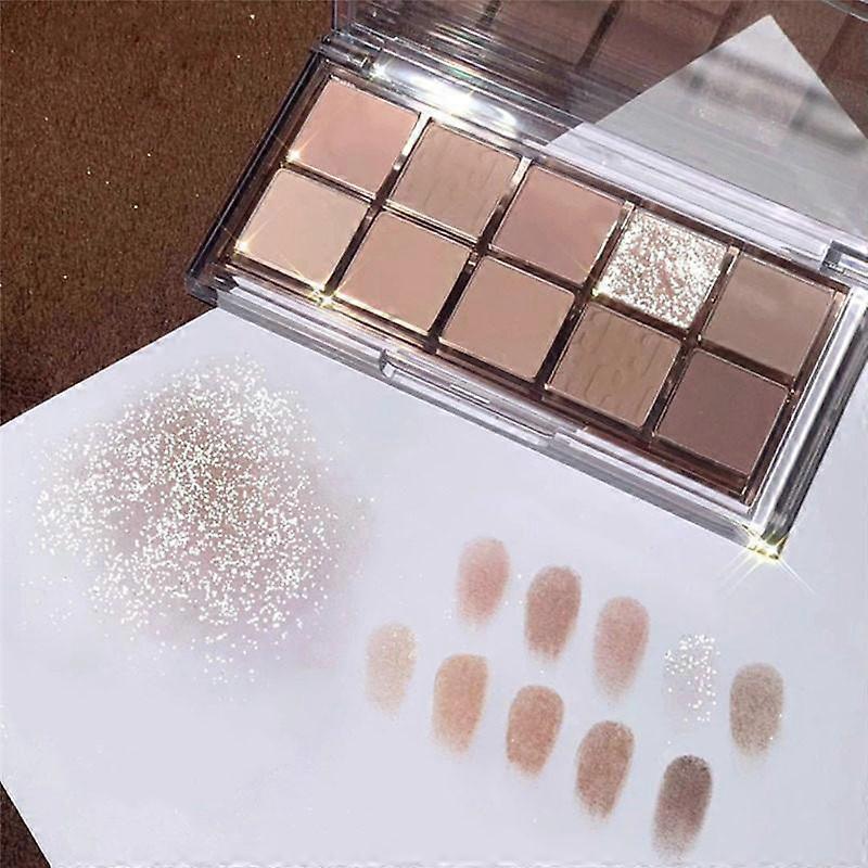 10 Colors Eyeshadow Shimmer Pearly Matte Sequins Earth Color Eyeshadow Palette Waterproof Long-Lasting Makeup