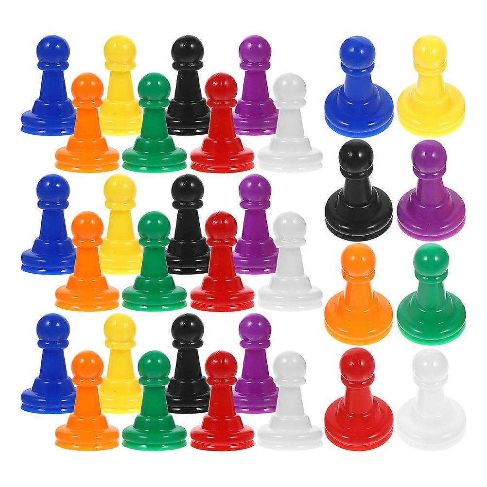 64Pcs Plastic Chess Pieces for Board Games Multicolor Tabletop Markers
