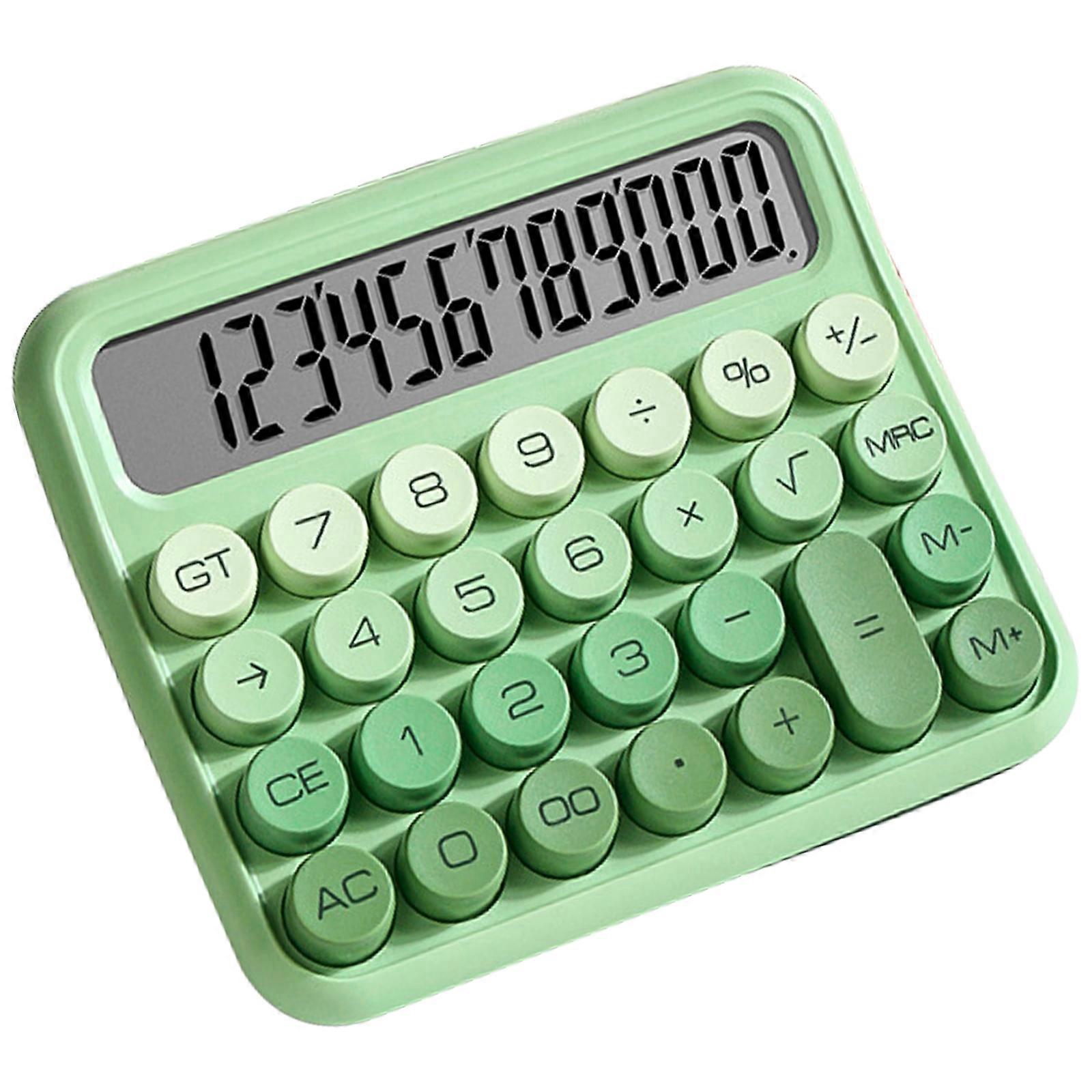 Stylish Candy Desk Calculator with 12Digit Readout Comfortable Key Mechanical Keypad Calculator for Daily Calculations  Green