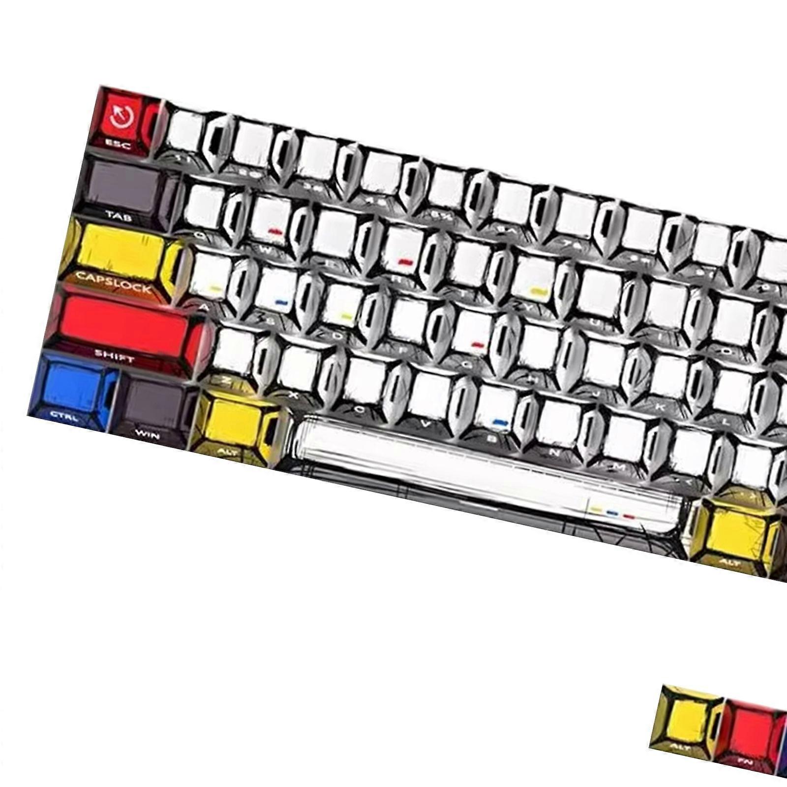 Comics Style Keycaps 64/74Key Double Shot Side Print Backlit Keyset Dye Sublimations Widely for 60 61 63 64 65 67 Multicolor