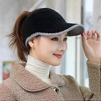 Knitted Empty Top Baseball Cap Breathable Outdoor Leisure Knit Woolen Cap for Women Autumn Winter Cycling Fashionable Hat