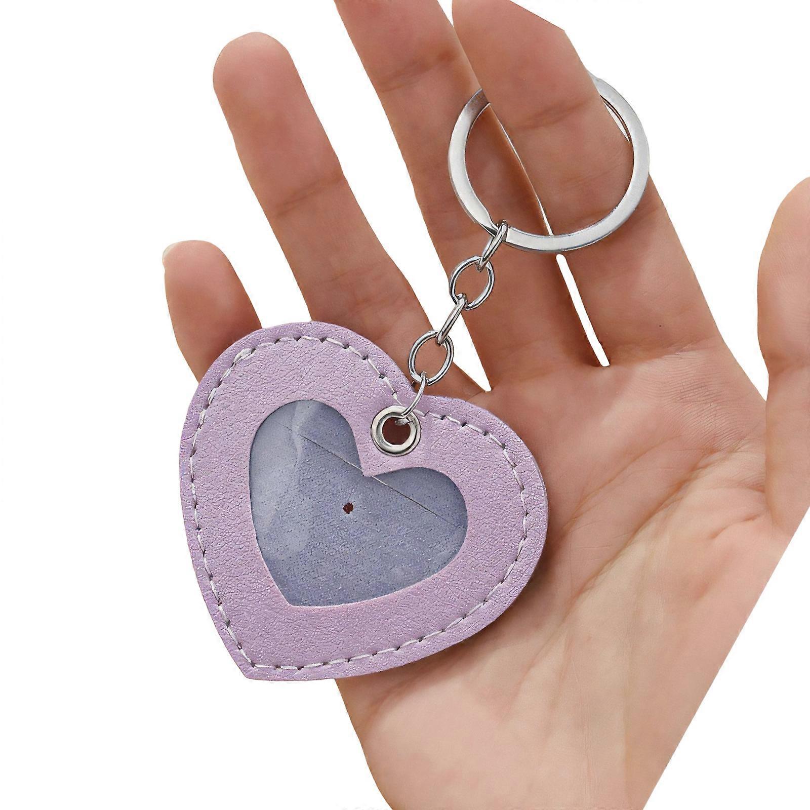 Compact Lightweight Keycard Cover Keychain Pandant Heart Design Functional Card Holder Keyring Key Fob Protector  Purple