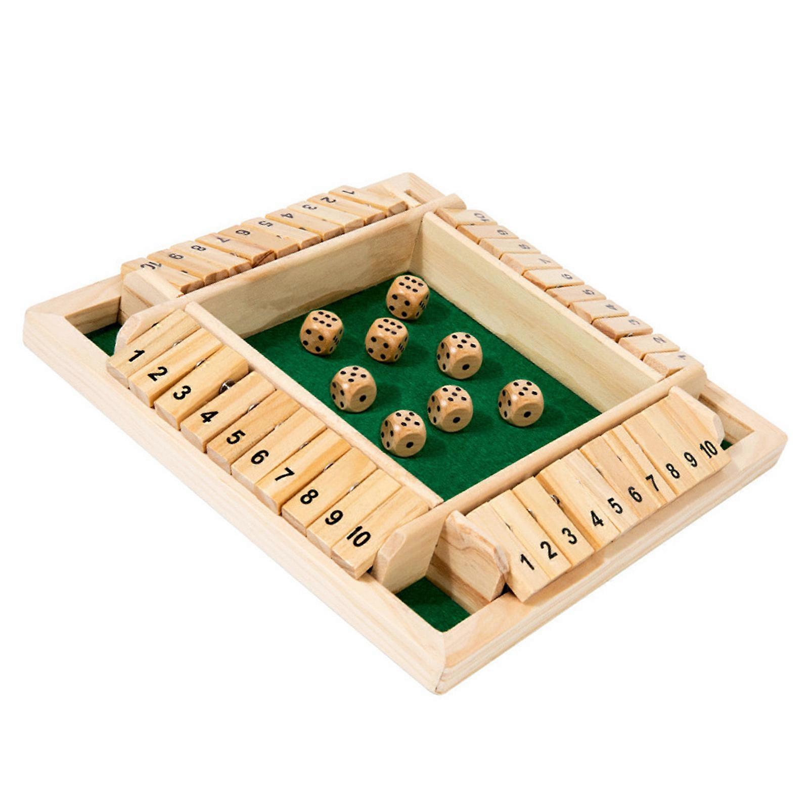 Shut The Box Game Puzzle Dices Board Toy Number Cognition Counting Practice Toy with 8 Dices Math Learning Toy For Toddler Multicolor