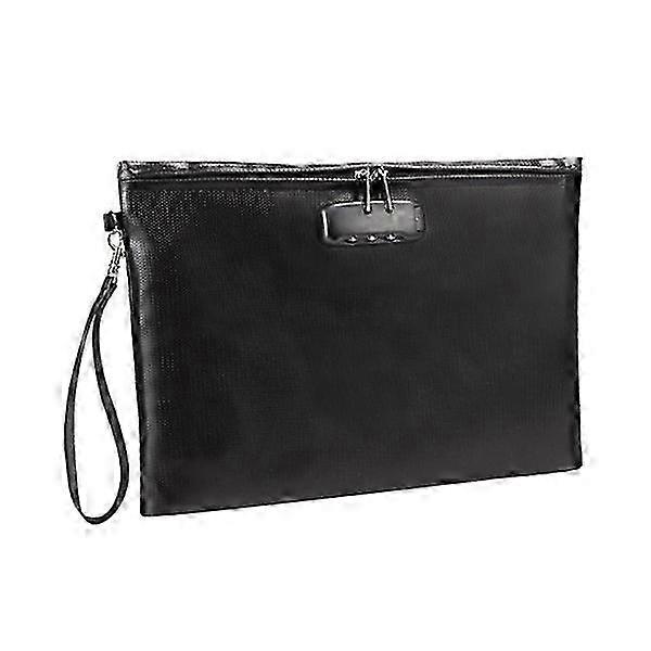 Fireproof Document Bag with Lock Money Security Organizer Zipper DB Black