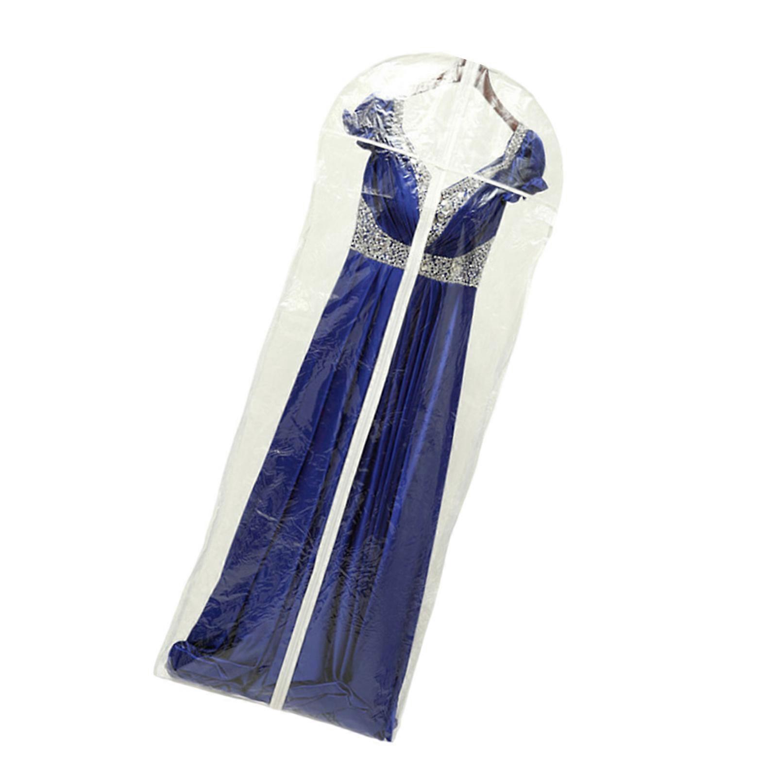 ウェディングドレスやフォーマルウェア用のPVC防塵ガーメントバッグ、便利なジッパーアクセス衣類収納アクセサリーホワイト