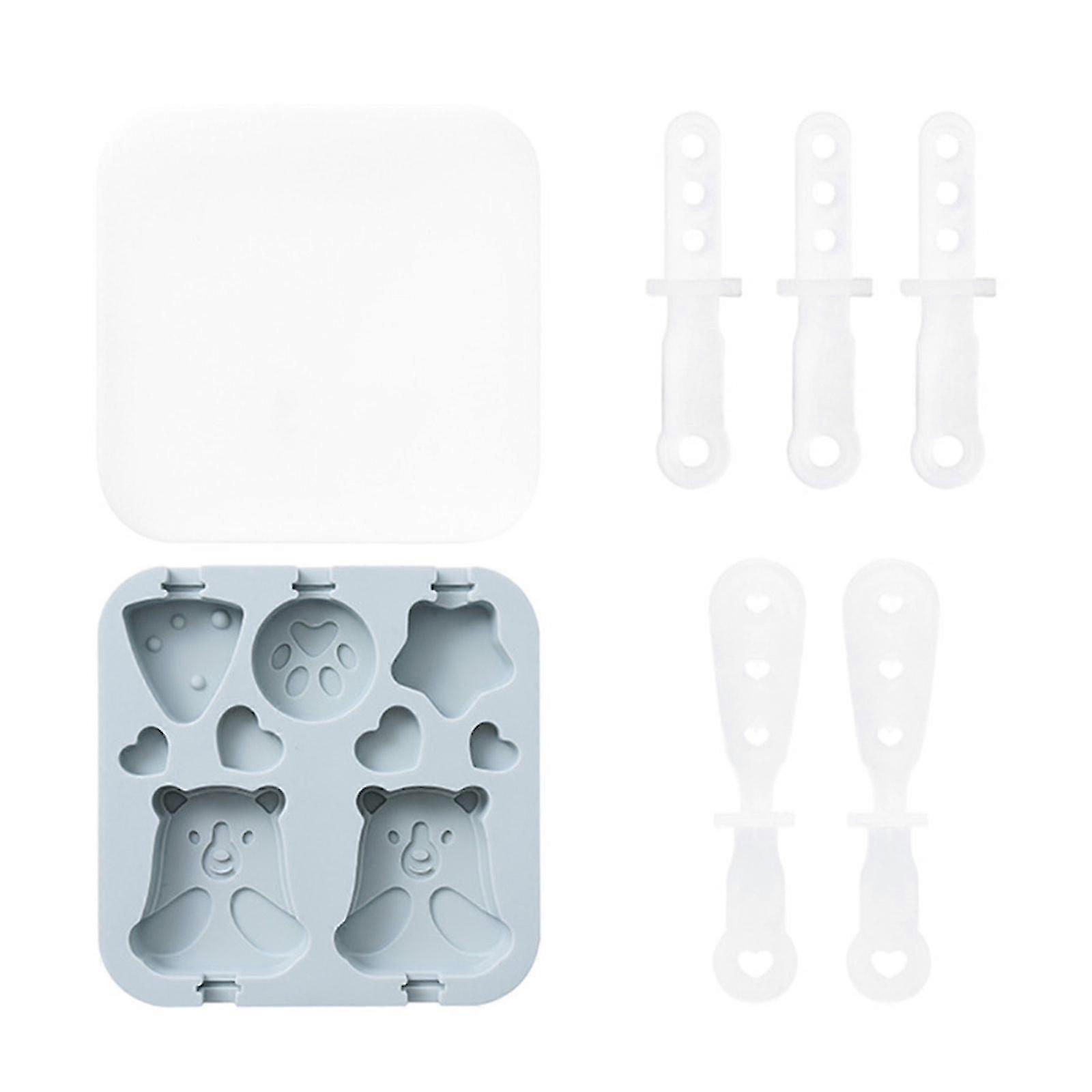 Reusable Silicone Ice for Pop Mould Food Grade Ice Lolly Molds with Lid Ice Cream Mould DIY for Pop sicle Maker for Froz Blue