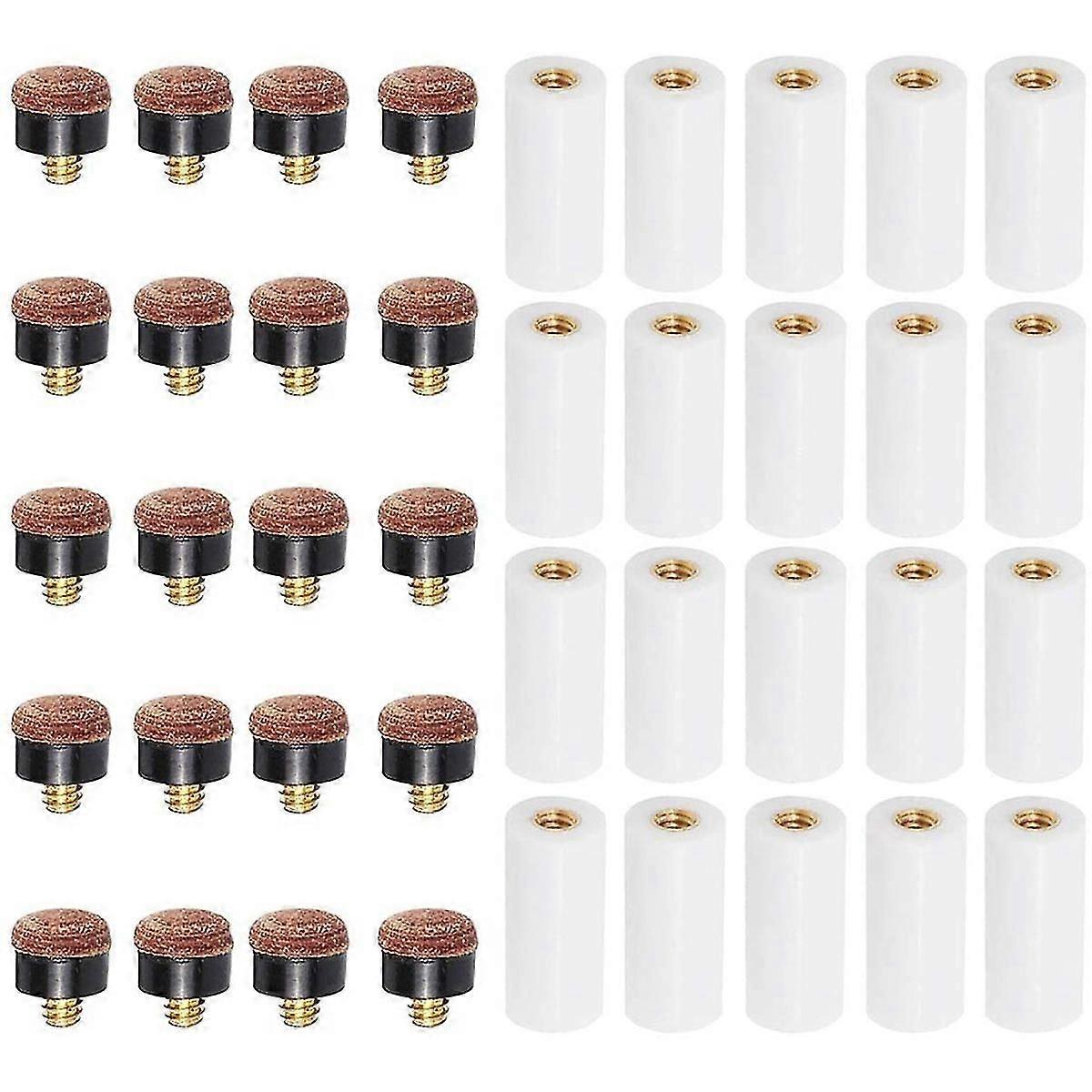 Lot de 20 embouts de queue de billard avec embouts de queue de billard de 12 mm, embouts à visser de remplacement pour N