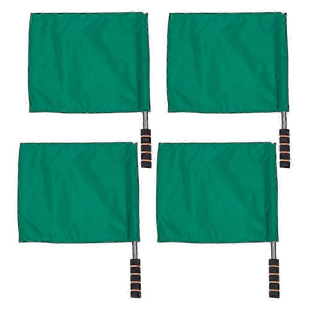4pcs Track And Field Events Referee Flag Match Stainless Steel Pole Command Flag Hand Signal Flags (green)