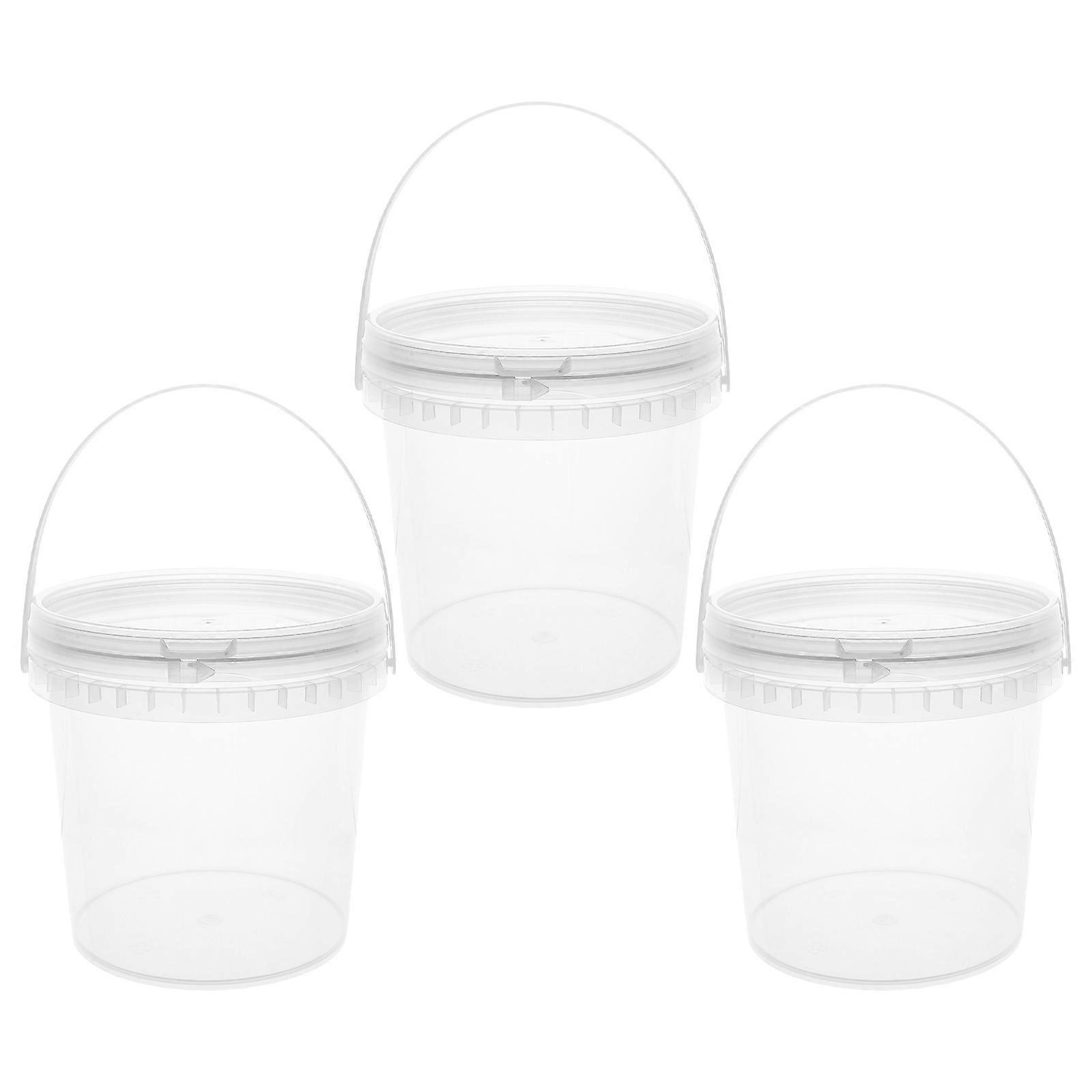 3pcs Portable Ice Cream Storage Buckets Transparent Storage Buckets for Home
