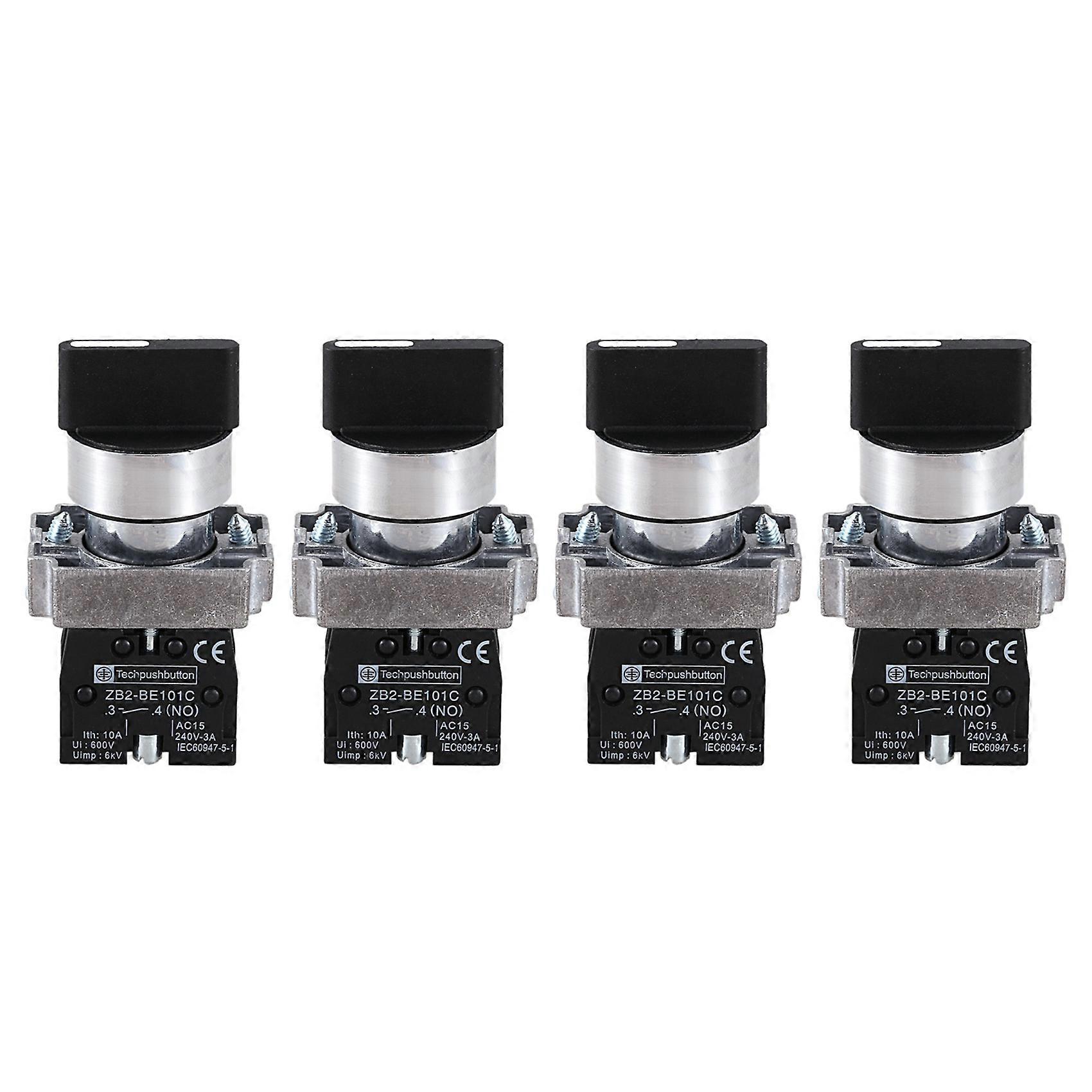 4X 22mm Latching 2 NO 3-Position Rotary Selector Select Switch ZB2-BE101C Black