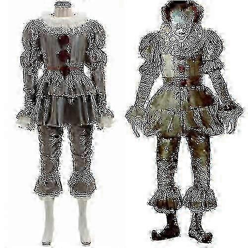 w Stephen King's It Full Set Halloween Costume Pennywise Clown Suit Joker_y