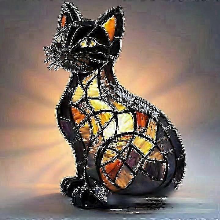 Lampada da tavolo creativa a forma di cane e gatto a forma di animale in resina con luce notturna a LED