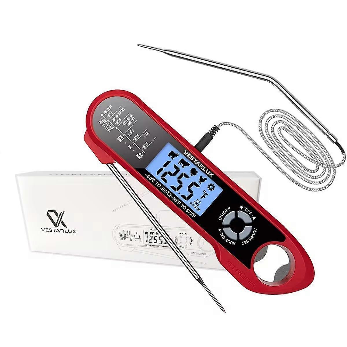 Digital Meat Thermometer with Dual Probes, Waterproof Instant Read for Grill, BBQ, Smoker, Oven