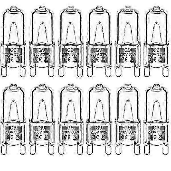 12Pack G9 Halogen Bulbs 33W 2800K Warm White Dimmable Clear Capsule 230V