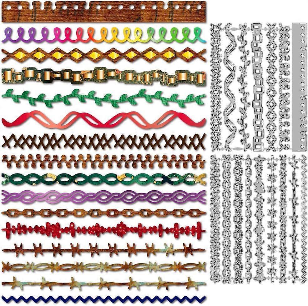 Lace Border Metal Cutting Dies Irregular Borders Die Cuts Decorative Trim Embossing Template Patterned Edge Carbon Steel Stencils for Card Making Scra