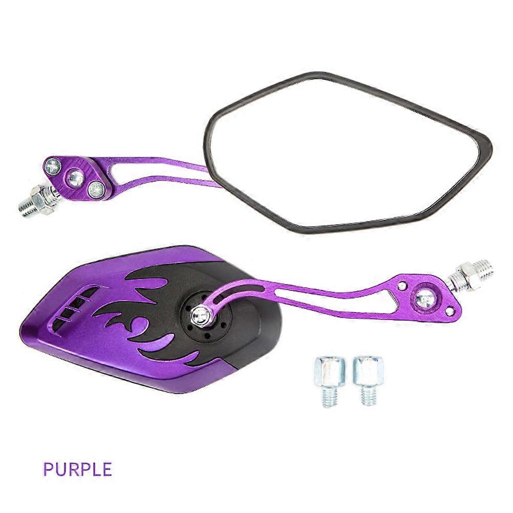 1 Pair Motorcycle Rearview Mirror Flame Pattern Reversing Mirror Electric Scooter Accessories For 8mm/10mm