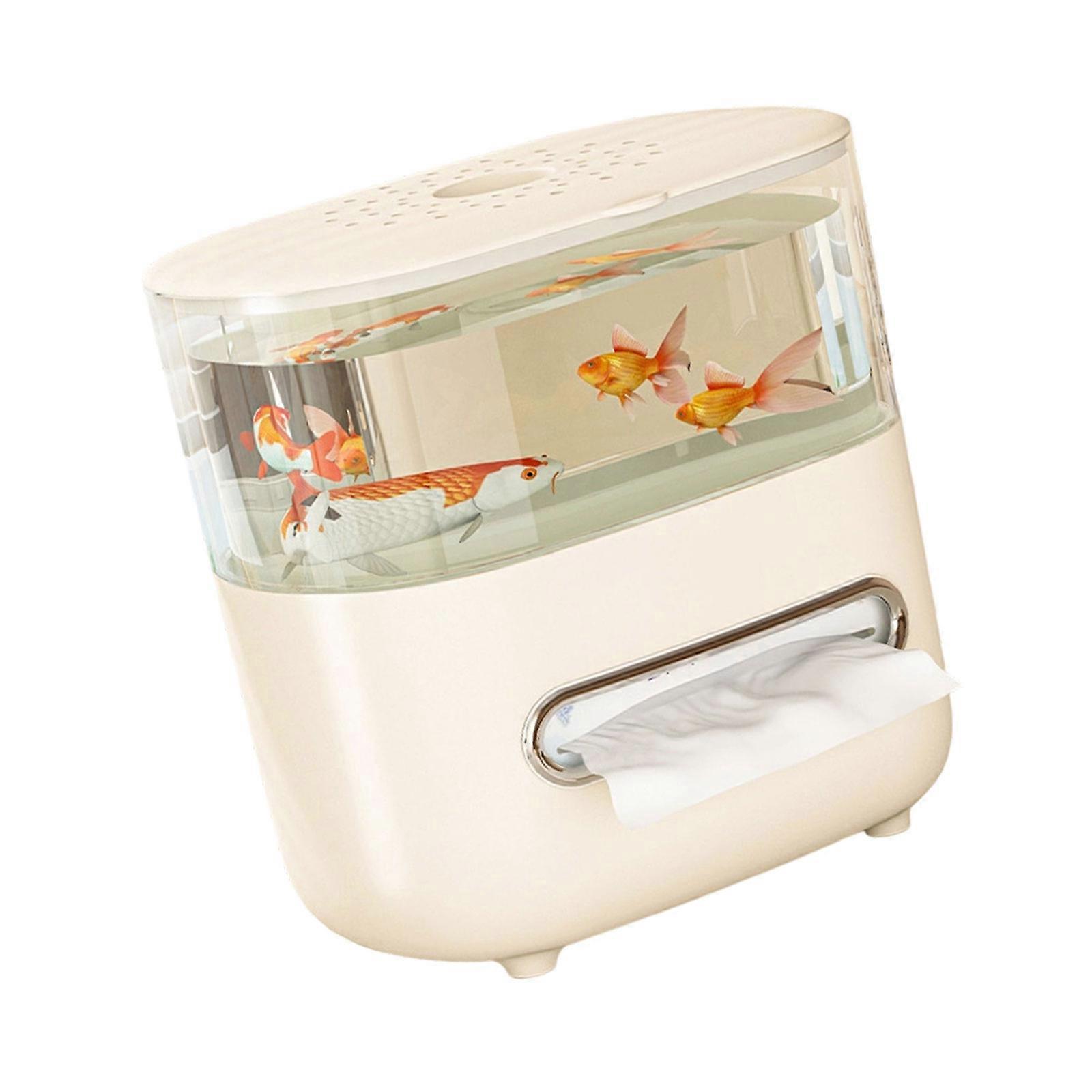 Unique 2 in 1 Fish Tanks and Tissue Box Holder with Drain Hole Included for Effortlessly Maintenance Perfect Decors Accessory for Various Rooms 
