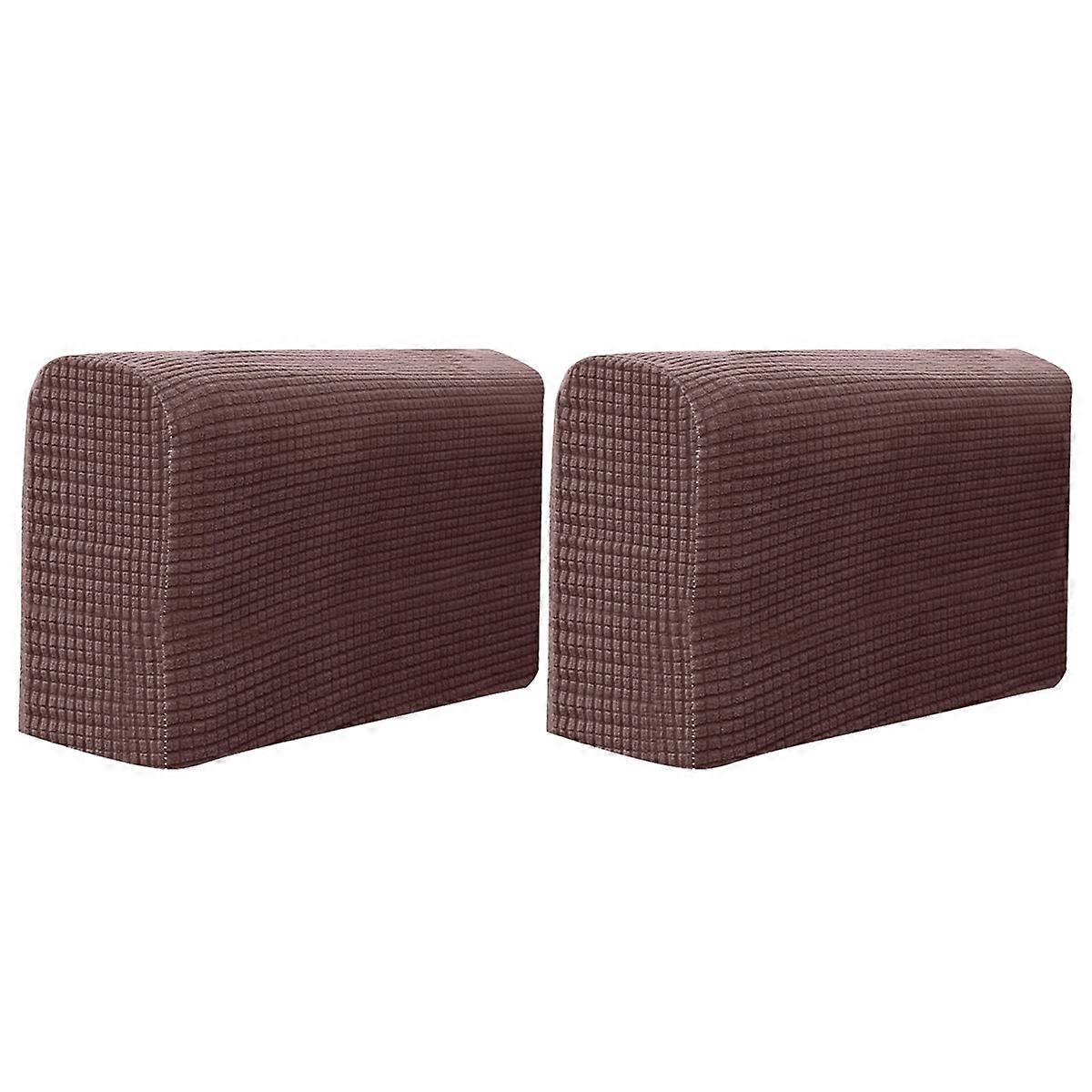 2pcs Universal Elastic Sofa Armrest Cover Simple Sofa Side Towels Protective Cloth for Home Office (Dark Coffee)
