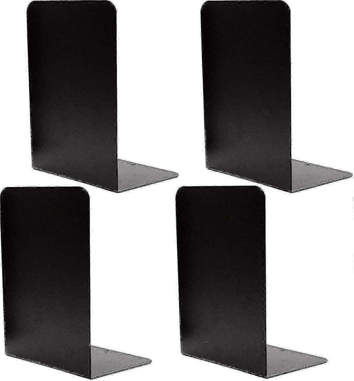 4pcs כבד חובה שחור דקורטיבי מתכת Bookends, מתכת הספר קצוות תמיכהעם גומי מונע החלקה fg2025031700784