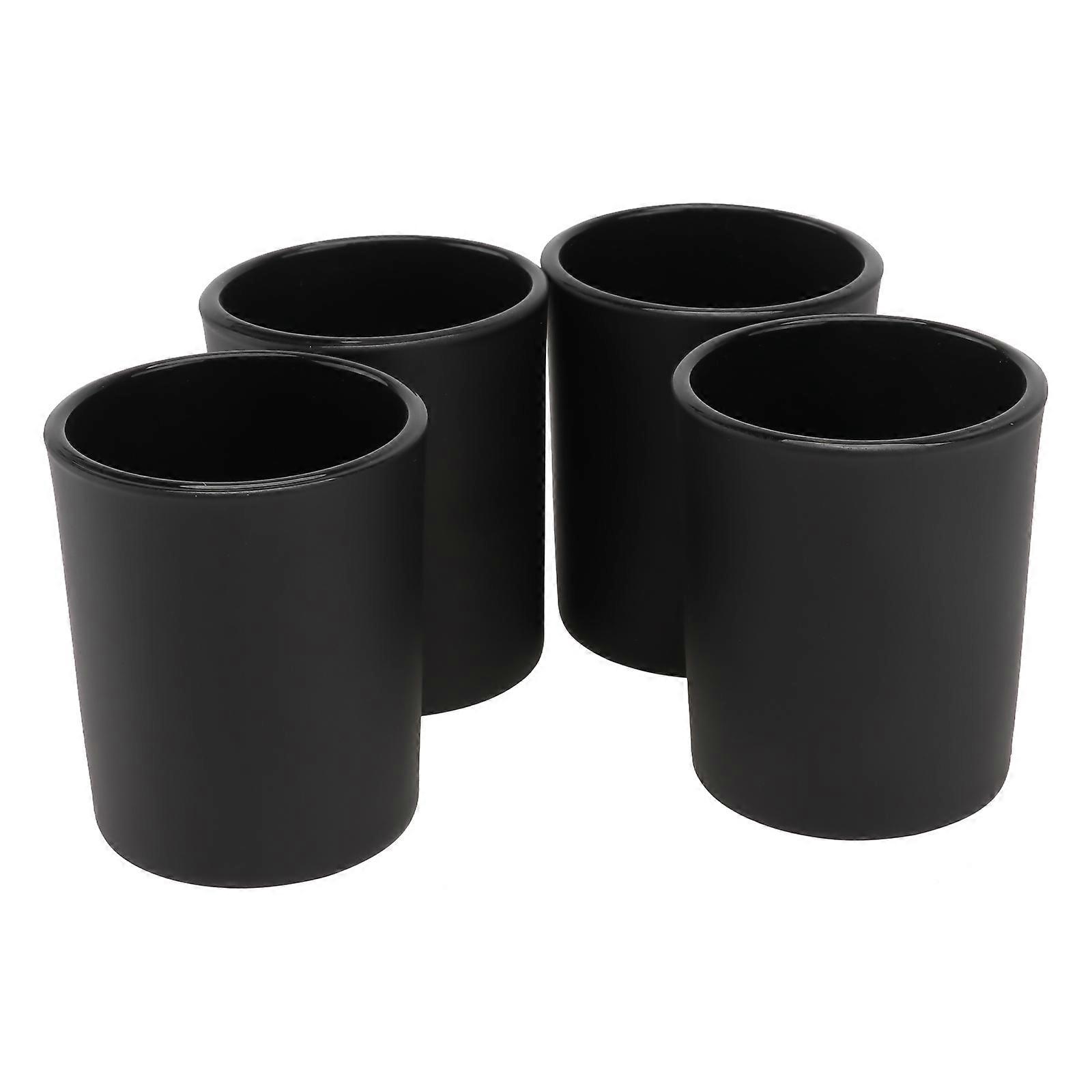 Home Decor Glass Candle Cup 8Pcs Black Simple Candlestick Set