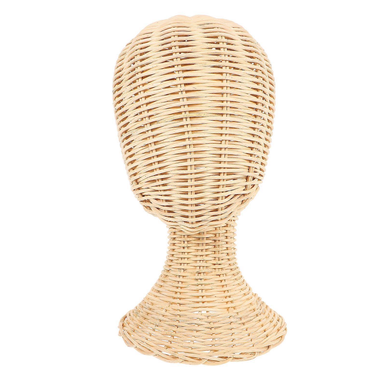 Wicker Hat Display Stand for Hold Rattan Beige Hat Holder