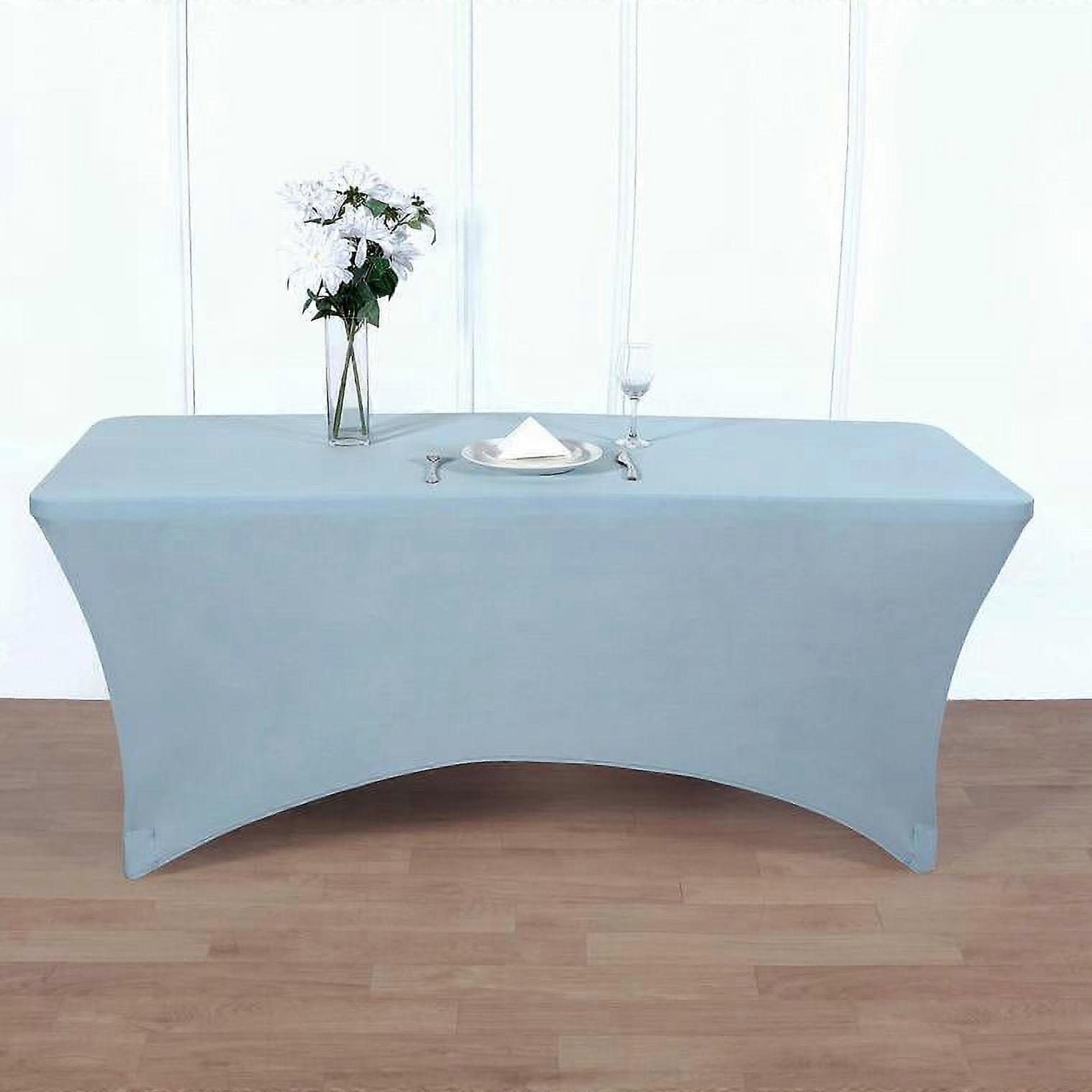 BalsaCircle 8 Feet Rectangular Spandex Fitted Party Wedding Tablecloth Dusty Blue